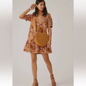 Anthropologie Pilcro Puffed Sleeve Floral Tapestry Dress NWT Women's small fall